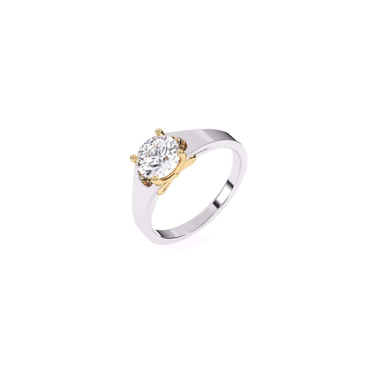 Forever Round Diamond Two Tone Solitaire Ring